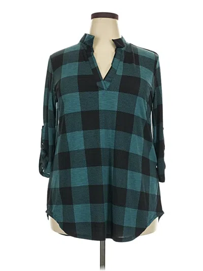 Pre-owned Heimish Usa 3/4 Sleeve Blouse In Teal