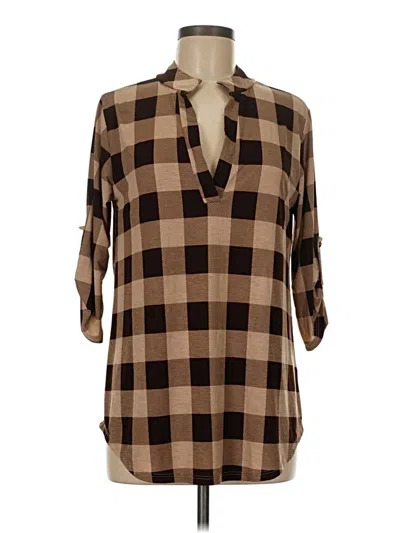 Pre-owned Heimish Usa 3/4 Sleeve Henley Shirt In Brown