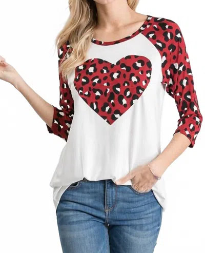 Heimish Usa Animal Top With Valentine Heart Patch In Leopard Heart In Multi