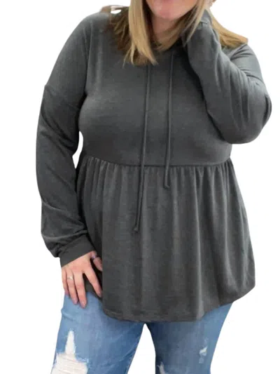Heimish Usa Babydoll Hoodie Sweater In Charcoal In Gray