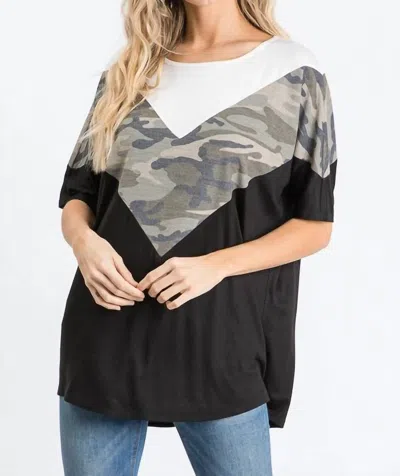 Heimish Usa Camo Color Block Top In Multi
