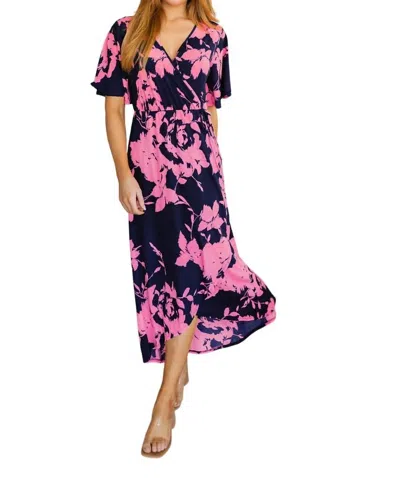 Heimish Usa Cheer Me Up Floral Maxi Dress In Navy/pink In Multi