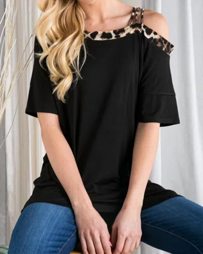 Heimish Usa Cold Shoulder Tee Top In Black