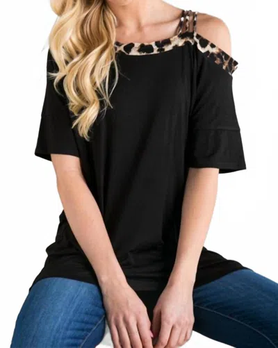 Heimish Usa Cold Shoulder Tee Top In Black