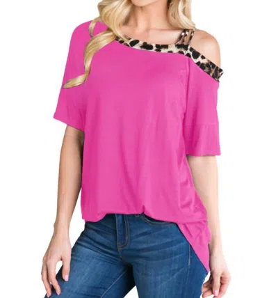 Heimish Usa Cold Shoulder Tee Top In Fuchsia