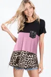 Heimish Usa Color Block Leopard Top In Mauve In Multi