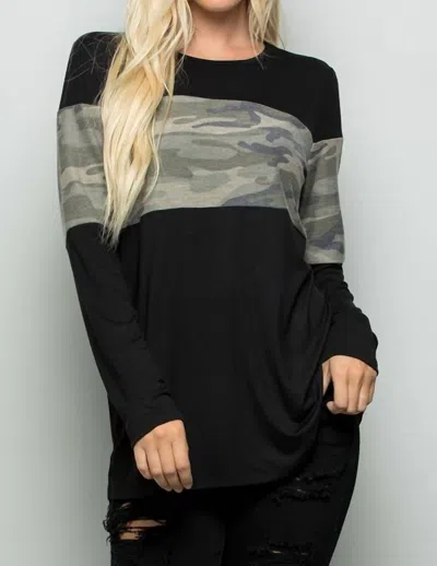 Heimish Usa Color Block Long Sleeve Top In Black
