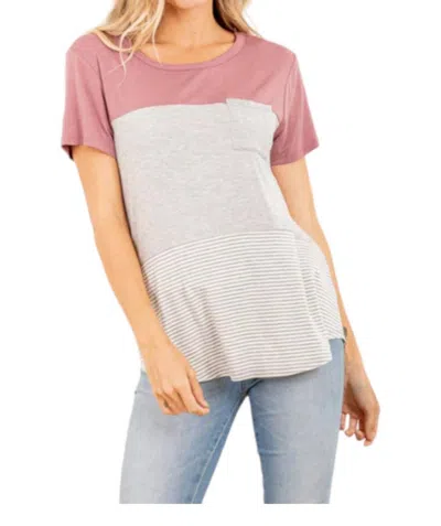 Heimish Usa Colorblock Pocket Tee In Mauve In Multi