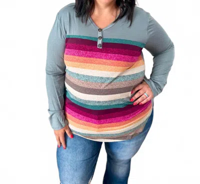 Heimish Usa Colorful Stripe Long Sleeve Top In Multi