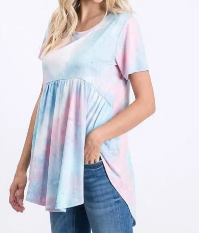 Heimish Usa Cotton Candy Babydoll Top - Plus In Pink/blue Tie Dye In Multi