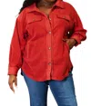 Heimish Usa Cozy Girl Full Size Button Down Shacket In Rust In Multi