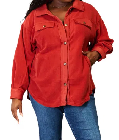 Heimish Usa Cozy Girl Full Size Button Down Shacket In Rust In Multi