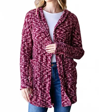Heimish Usa Cozy Hooded Open Front Cardigan In Burgundy