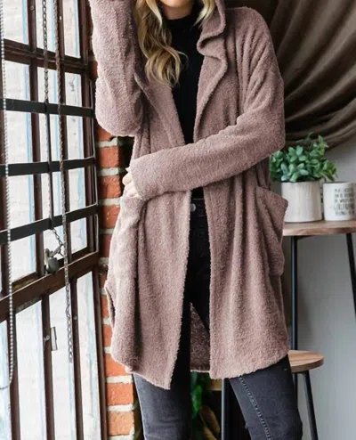 Heimish Usa Cozy Soft Knit Hoodie Cardigan In Mocha In Brown