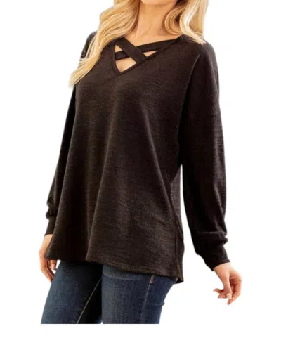 Heimish Usa Criss Cross Long Sleeve Top In Black