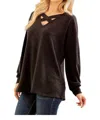 Heimish Usa Criss Cross Long Sleeve Top In Black In Black