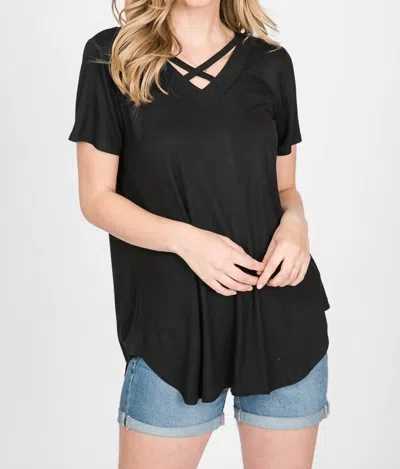Heimish Usa Criss Cross Strappy Top In Black