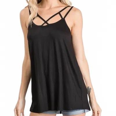 Heimish Usa Crisscross Neck Solid Camisole Top In Black