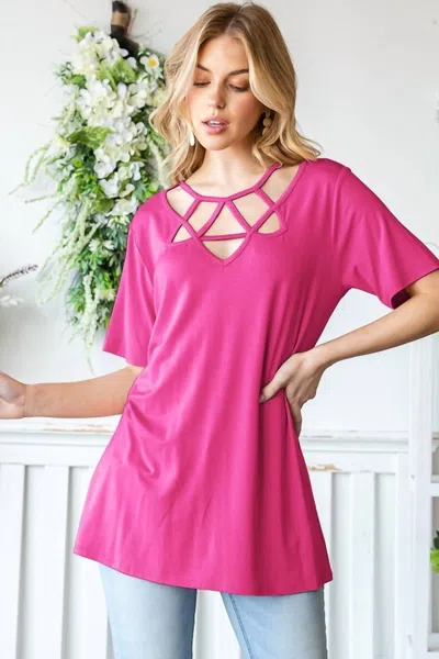 Heimish Usa Crisscross Solid Top In Fuchsia In Pink