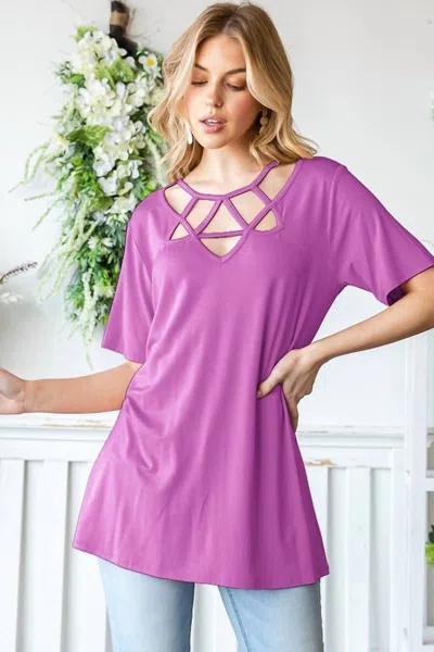 Heimish Usa Crisscross Solid Top In Orchid In Purple