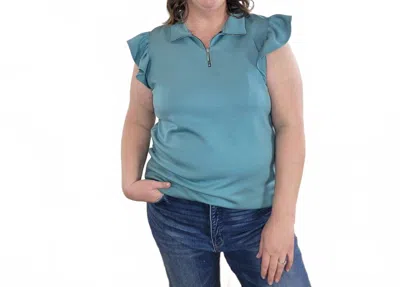 Heimish Usa Dakotah Ruffle Sleeve Top - Plus In Teal In Red