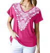 Heimish Usa Damask Print Dolman Sleeve Top - Plus In Fuchsia In Pink