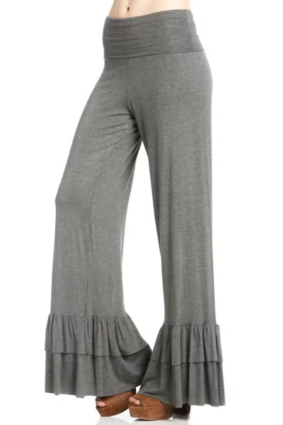Heimish Usa Double Ruffle Pants In Charcoal In Pink