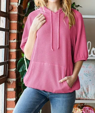 Heimish Usa Elbow-length Dolman Puff Sleeves Top In Hot Pink