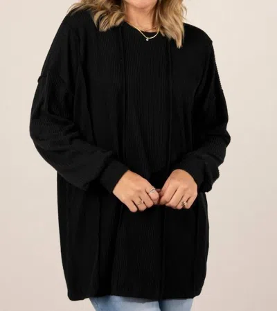 Heimish Usa Elise Ribbed Long Sleeve Top In Black