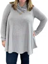 Heimish Usa Faux Cowl Neck Sweater In Heathered Gray In Multi