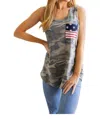 Heimish Usa Flag Pocket Tank Top In Camouflage In Green
