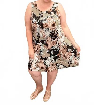 Heimish Usa Floral Swing Dress With Pockets In Brown In Multi