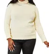 Heimish Usa Full Size Long Sleeve Turtleneck Sweater With Side Slit In Cream In White