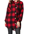 Heimish Usa Full Size Plaid Button Front Hooded Shirt In Black/red In Multi