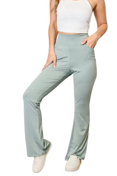 Heimish Usa Full Size Wide Waistband Sports Pants In Sage In Multi