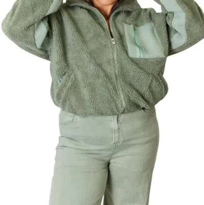 Heimish Usa Full Size Zip Up Collared Neck Jacket In Sage In Multi