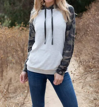 Heimish Usa Healther Stripe Hoodie In White/grey In Multi