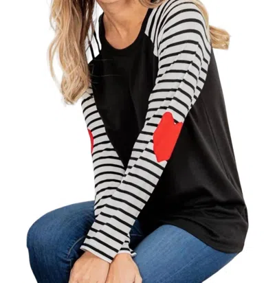 Heimish Usa Heart Patch Long Sleeve Top In Black