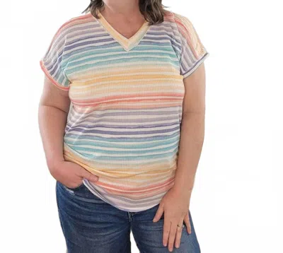 Heimish Usa Hilary Striped V-neck Top - Plus In Multi