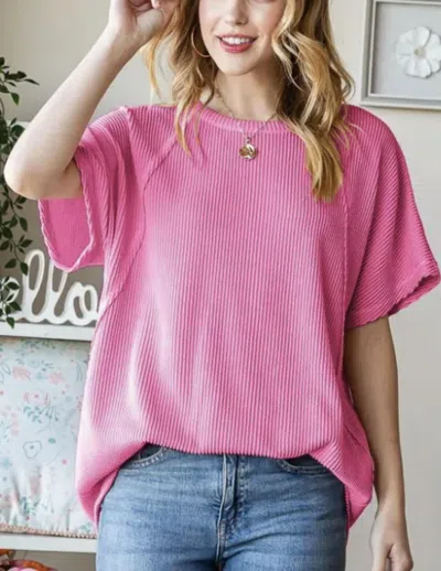 Heimish Usa Hot & Sassy Ribbed Tee In Pink