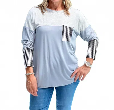 Heimish Usa It's A Fine Line Top In Dusty Mint In Blue