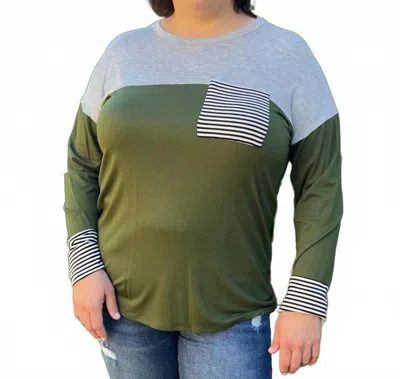 Heimish Usa It's A Fine Line Top In Olive In Green