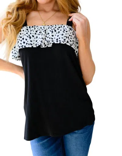 Heimish Usa Julie Flounce Detail Tank In Dalmatian Print In Black