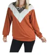 Heimish Usa Leopard Color Block Pullover In Orange Multi In Orange