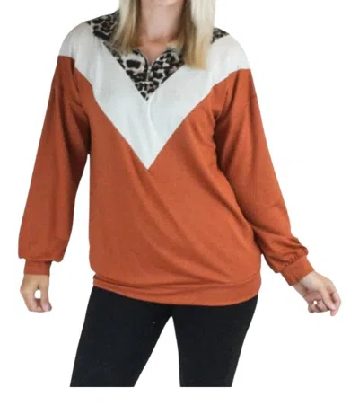 Heimish Usa Leopard Color Block Pullover In Orange Multi