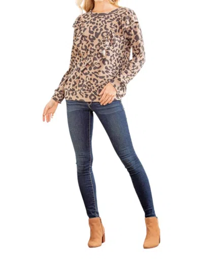 Heimish Usa Leopard Ruffle Top In Brown