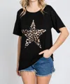 Heimish Usa Leopard Star Tee In Black In Black