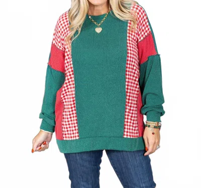 Heimish Usa Long Sleeve Check Side Top - Plus In Green Red