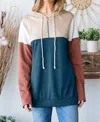 HEIMISH USA LONG SLEEVE COLOR BLOCK HOODIE IN FOREST GREEN /TAN
