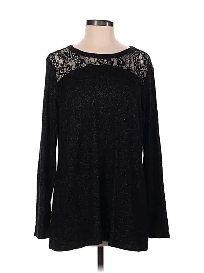 Pre-owned Heimish Usa Long Sleeve Top Black Crew Neck Tops